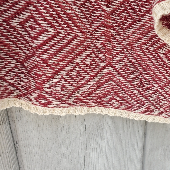 Boho Knit Kimono Wrap | Red & Cream for Layering - Picture 6 of 12